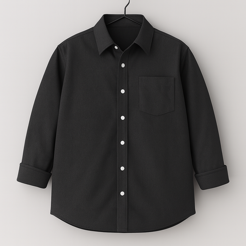 Men's Black Regular Fit Full Sleeves Shirt