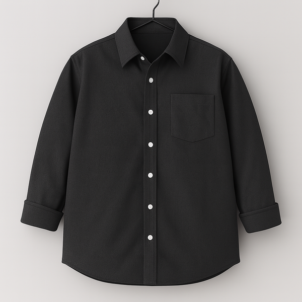 Men's Black Regular Fit Full Sleeves Shirt