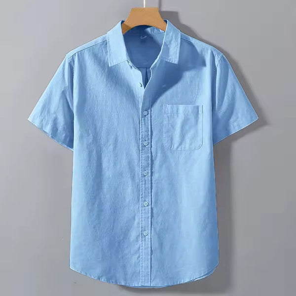 Light Blue Oxford Regular Fit Plain Shirt Half Sleeves