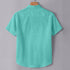 Aqua Green Linen Cotton Regular Fit Plain Half Shirt