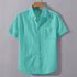 Aqua Green Linen Cotton Regular Fit Plain Half Shirt