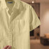 Oyster White Linen Cotton Regular Fit Plain Half Shirt