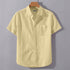 Oyster White Linen Cotton Regular Fit Plain Half Shirt