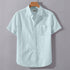 Mint Cream Linen Cotton Solid Half Sleeves Shirt