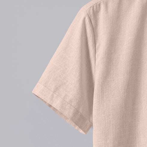 Coral Linen Cotton Regular Fit Plain Half Shirt