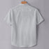 Grey Linen Cotton Regular Fit Plain Half Shirt