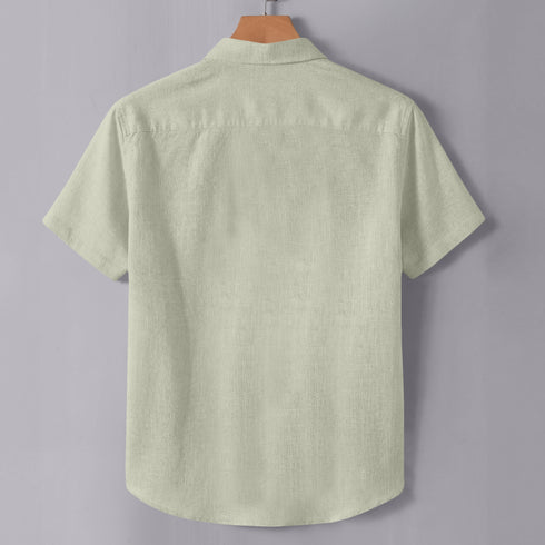 Pastel Linen Cotton Regular Fit Plain Half Shirt