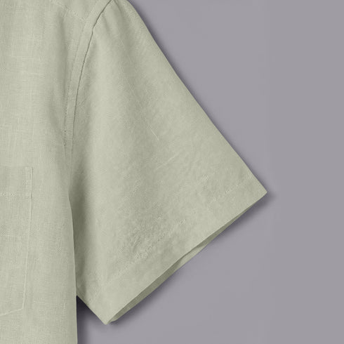 Pastel Linen Cotton Regular Fit Plain Half Shirt