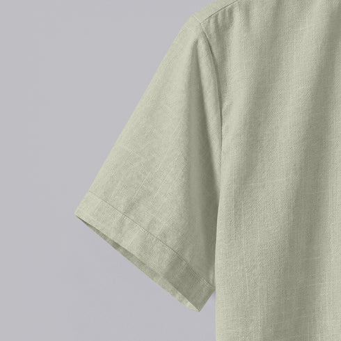 Pastel Linen Cotton Regular Fit Plain Half Shirt