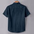 Pearl Blue Linen Cotton Regular Fit Plain Half Shirt