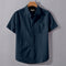 Pearl Blue Linen Cotton Regular Fit Plain Half Shirt