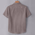 Trolley Grey Linen Cotton Regular Fit Plain Half Shirt