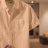 Orange Linen Cotton Regular Fit Plain Half Shirt