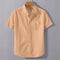 Orange Linen Cotton Regular Fit Plain Half Shirt