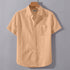 Orange Linen Cotton Regular Fit Plain Half Shirt