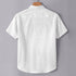 White Linen Cotton Regular Fit Plain Half Shirt