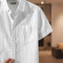 White Linen Cotton Regular Fit Plain Half Shirt