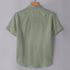 Olive Green Linen Cotton Regular Fit Plain Half Shirt