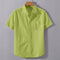 Perrot Green Linen Cotton Regular Fit Plain Half Shirt