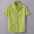 Perrot Green Linen Cotton Regular Fit Plain Half Shirt