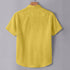 Dark Yellow Linen Cotton Regular Fit Plain Half Shirt