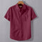 Wine Linen Cotton Regular Fit Plain Half Shirt