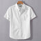 White Linen Cotton Regular Fit Plain Half Shirt