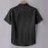 Black Linen Cotton Regular Fit Plain Half Shirt