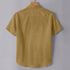 Brown Linen Cotton Regular Fit Plain Half Shirt
