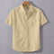 Beige Linen Cotton Regular Fit Plain Half Shirt