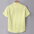 Light Yellow Linen Cotton Regular Fit Plain Half Shirt