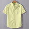 Light Yellow Linen Cotton Regular Fit Plain Half Shirt