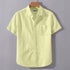 Light Yellow Linen Cotton Regular Fit Plain Half Shirt