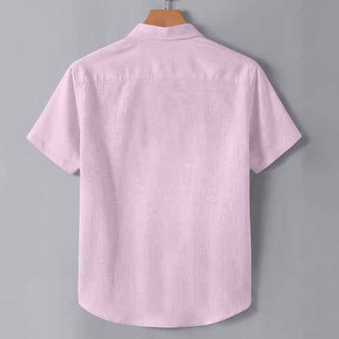 Rose Linen Cotton Regular Fit Plain Half Shirt
