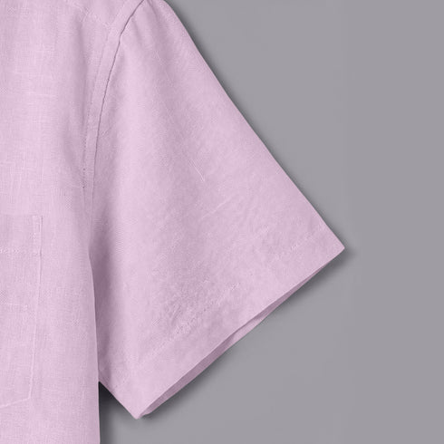 Rose Linen Cotton Regular Fit Plain Half Shirt