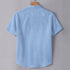 Sky Blue Linen Cotton Regular Fit Plain Half Shirt