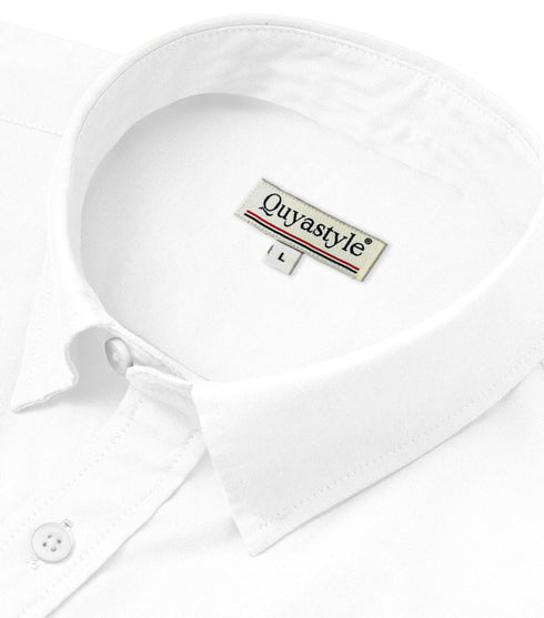 White Men's Cotton Solid Half Sleeves Casual Shirt