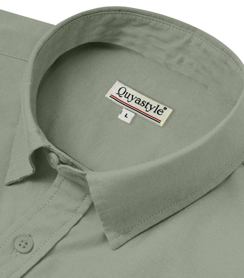 Military Green Cotton Solid Half Sleeves Shirt