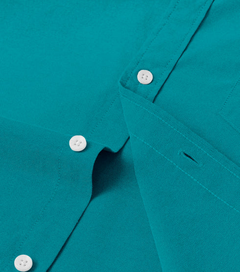 Turquoise Cotton Solid Half Sleeves Shirt