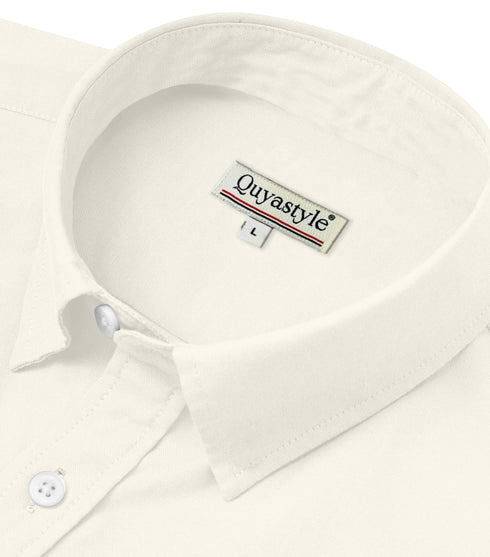 Classic Off White Cotton Solid Half Sleeves Shirt