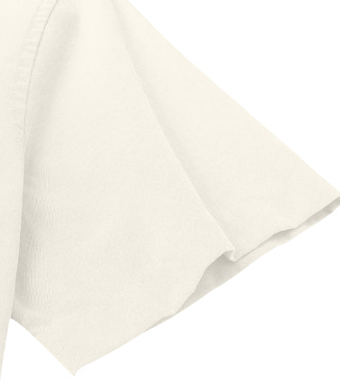 Classic Off White Cotton Solid Half Sleeves Shirt
