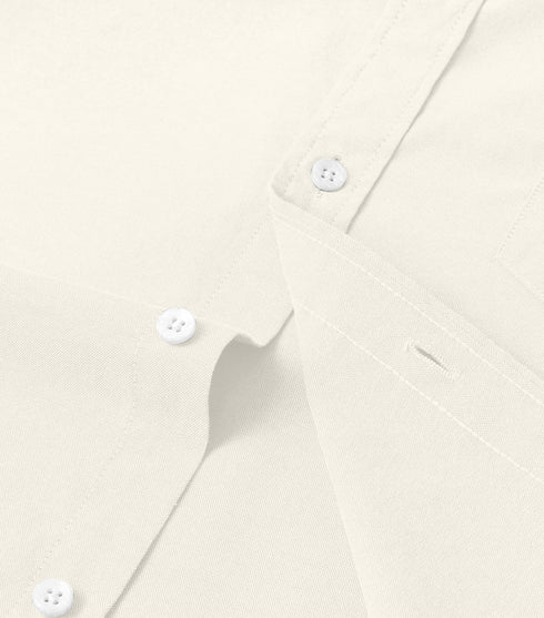 Classic Off White Cotton Solid Half Sleeves Shirt