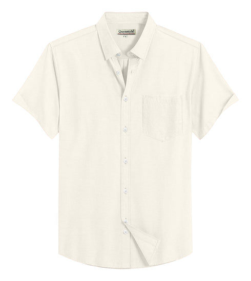 Classic Off White Cotton Solid Half Sleeves Shirt