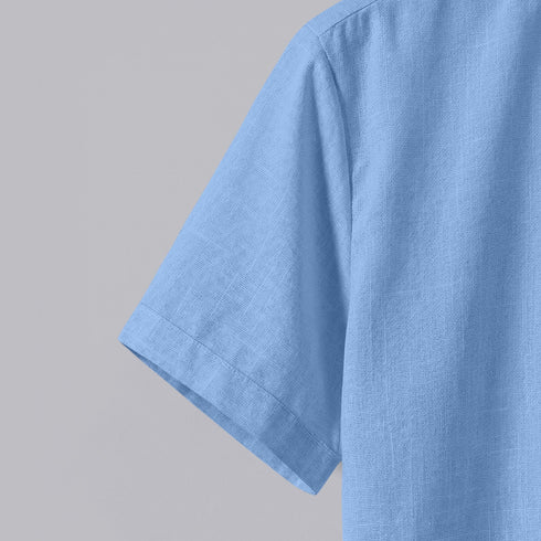 Light Blue Oxford Regular Fit Plain Shirt Half Sleeves