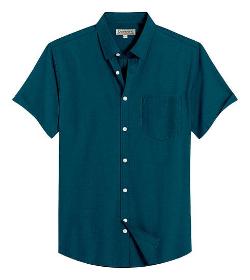 Deep Sea Green Cotton Solid Half Sleeves Shirt