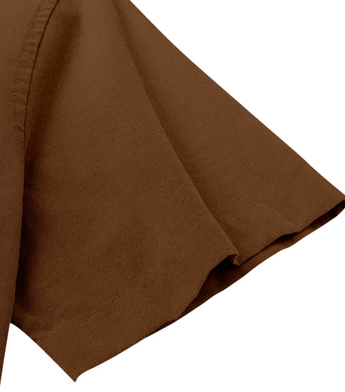 Brown Cotton Solid Half Sleeves Shirt