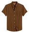 Brown Cotton Solid Half Sleeves Shirt