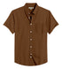 Brown Cotton Solid Half Sleeves Shirt