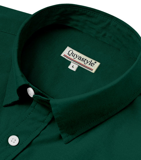 Army Green Cotton Solid Half Sleeves Shirt