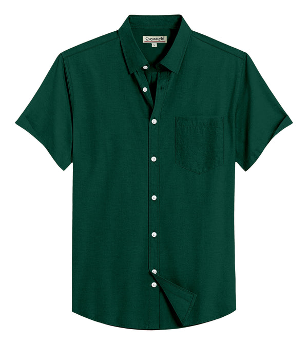 Army Green Cotton Solid Half Sleeves Shirt
